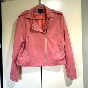 Pink suede motor jacket 😍 XXL